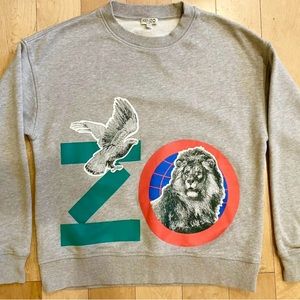 Kenzo boys girls sweatshirt cotton 12 yo 152cm grey melange print logo